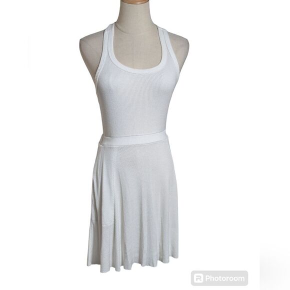 Free People Beach White Ribbed Stretch Mini Dress - Picture 1 of 8